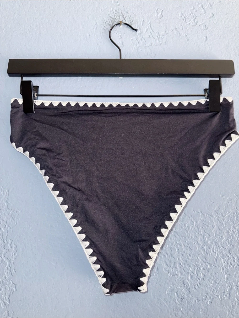 L’Space Black Bikini Bottoms with White Crochet Trim Size Medium